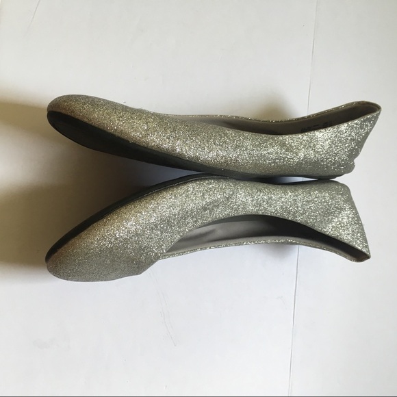Size 11 Silver Glitter Sparkly Ballet Flats - Office Casual - Picture 4 of 6